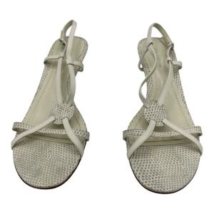 Ann Taylor Womens White Snakeskin Strappy Kitten Heel Sandals Size 7.5M